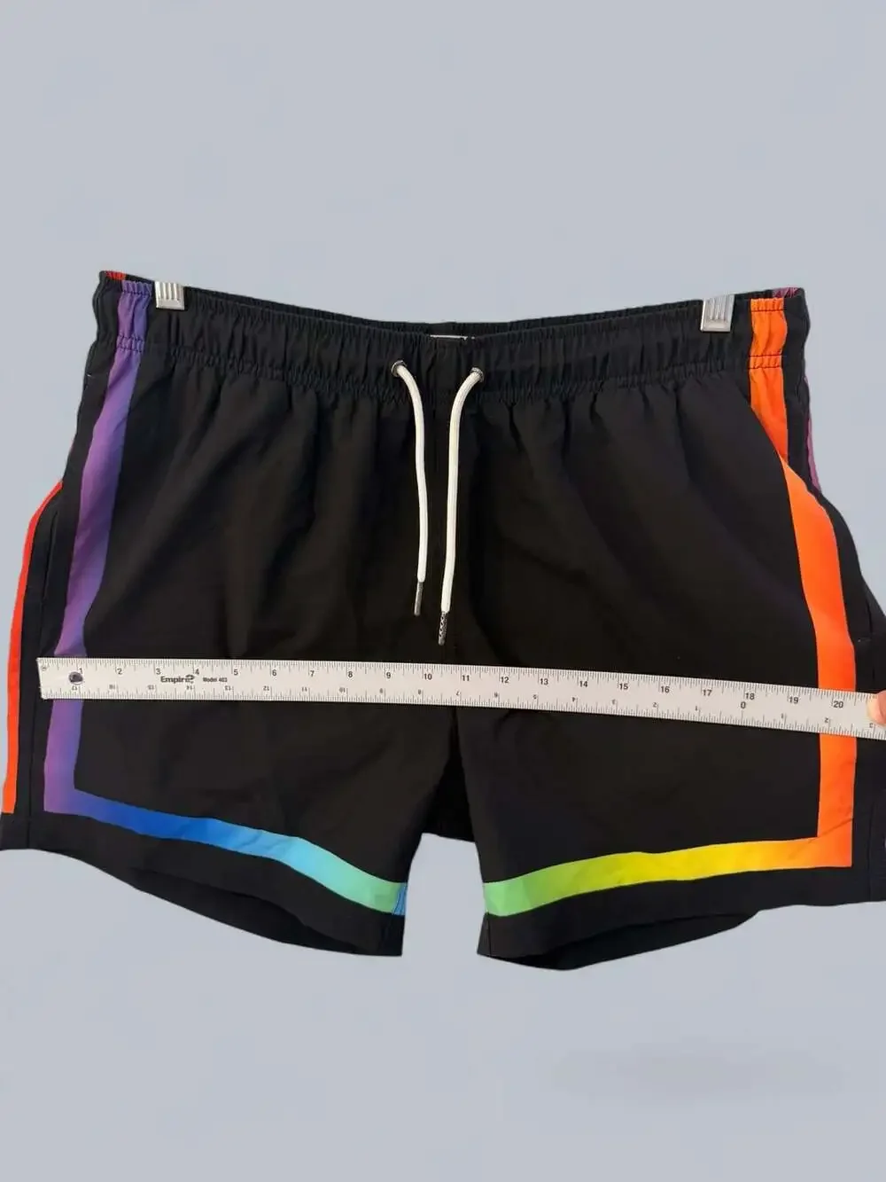 Mavrans Swim Shorts Size L Black Rainbow Stripe Midi